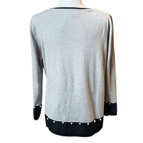 Neiman Marcus Colorblock Pearl Sweater Gray Black Size Extra Large - Picture 2 of 6
